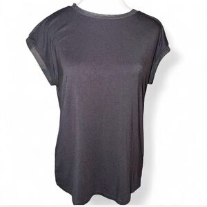 Tahari Black Short Sleeve Blouse | Crew Neck | Size M